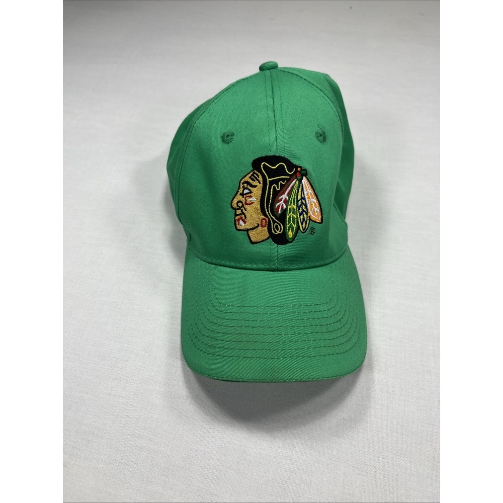 Chicago Blackhawks Hockey Hat Cap Miller Lite Beer Flexfit Green SGA Old School